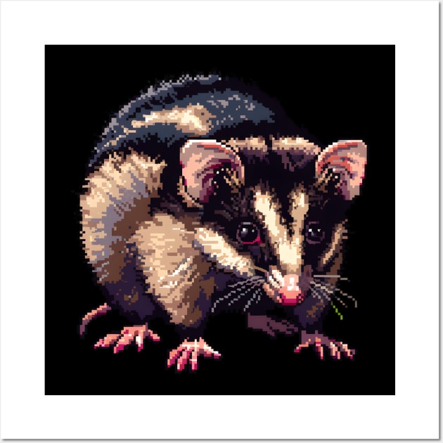 Opossum in Pixel Form Wall Art by Animal Sphere